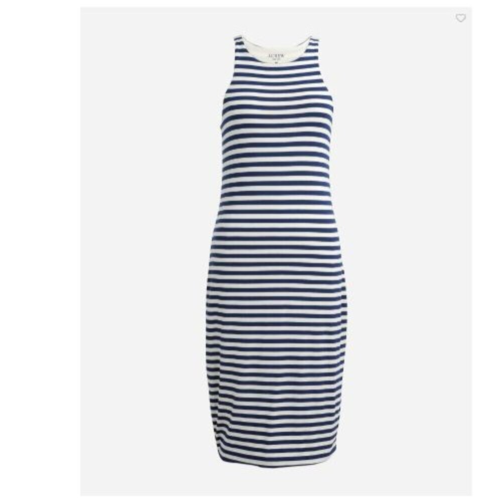 J Crew Form Knit High Neck Cutaway Dress Navy White Striped Size S Stretchy